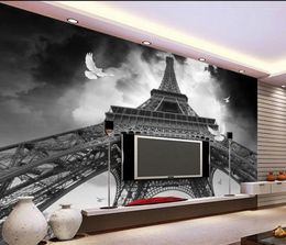Wallpapers Tower Pigeon TV Backdrop Black And White Modern Living Room 3d Stereoscopic Wallpaper