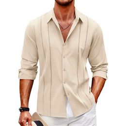 Men's Dress Shirts Mens shirt lapel strt casual long slve striped button print clothing sports fashion strt fashion button design Y240514