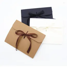 Gift Wrap 100Pcs/Lot 24x18x0.7cm/24x18x1.3cm Ribbon Kraft Paper Envelope Bag Handkerchief Silk Scarf Packing Boxes Box