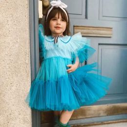 Girl's Dresses 2022 New Ins Girls Dress Spring and Summer Fashionable Dress Western Style Princess Dress One Year Old T240509