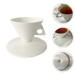 Cups Saucers 1 Set Coffee Mug Ceramic Cup Saucer Water Drinking (White)