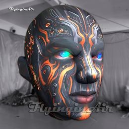 Fantastic Hanging Large Inflatable Robot Head Balloon Dummy Model Air Blow Up Mechanical Man With Glowing Eyes For Event