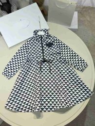 Top girl dress Lace up waist design baby dresses Size 110-160 child skirt Full print of geometric patterns toddler frock Dec20