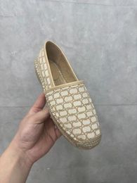 Grass woven women's formal shoes, high-quality breathable canvas, women's loafers, classic circular sports shoes, shopping bags 35-41