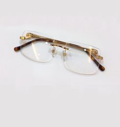 Rimless Eyeglasses Frame Gold Havana Clear Lens Glasses Men Sunglasses Frames with Box7202569