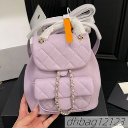 Luxury women duma for Luxury designer mini Backpack High quality sheepskin Diamond Lattice Women's bag School book bag Solid Colour fashion Versatile Backpack 18cm