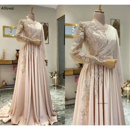 Kaftan dubai arabiska hijab långa ärmar muslimska aftonklänningar spetspärrad elegant en linje prom party klänningar kvinnor plus storlek formell ocn klänning Mellanöstern CL2333 0514