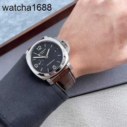 Business Wrist Watch Panerai LUMINOR 1950 Series 44mm Diameter Automatic Mechanical Calendar Display Watch PAM00320 Stainless Steel Date Display Dual Time Zone