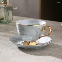 Cups Saucers Nordic Marbled Ceramic Coffee Cup And Saucer Set British Afternoon Tea Red Couple Travel Turkish Kitchen