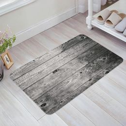 Carpets Vintage Grey Wooden Board Kitchen Floor Mat Living Room Decor Carpet Home Hallway Entrance Doormat Balcony Door Anti Slip Rug