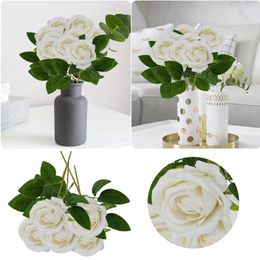 Decorative Flowers Five Small Flannelette Rose Imitation Flower Pearl Wall Wedding Supplies Christmas Bouquet