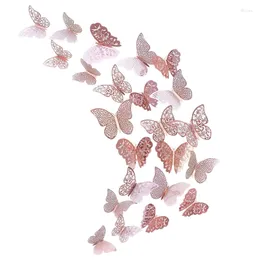 Wall Stickers -Rose Gold Butterfly Decorations 3D Decals Art Sticker Diy Removable Paper Murals For Home Living Room Kids Girls Bedroo