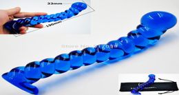 w1031 Blue Pyrex Glass dildo fake penis Anal plug sex toy female male prostate gspot masturbation adult products for women 6830129