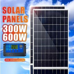 600W 300W Solar Panel Kits 12V 100A Controller Power Portable Battery Charger for Outdoor Camping Mobile RV 240430
