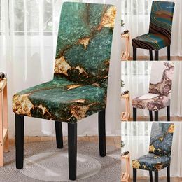 Chair Covers Elastic Marbling Print Dining Cover Strech 3D Printed Slipcover Seat For Kitchen Stool Home El Decor