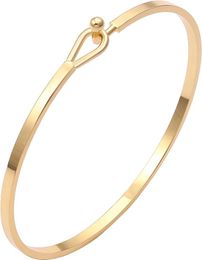 ETS Exquisit Womens Gold Stangenarmband Einfach und exquisites dünnes Manschettenarmband -Hakenarmband 18K Gold plattiert handgefertigtes minimalistischer Schmuck