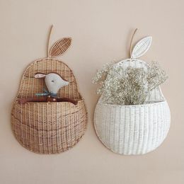 Wall Decor Rattan Apple Storage Basket Handmade Natural Pear Organiser Children Room Nursery Decoration Woven Organisers Pography Prop Otqoe