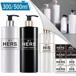 Liquid Soap Dispenser Bathroom Shampoo Refillable Conditioner Body Wash Shower Storage Glossy Bottles Lotion Press Bottle 300/500ml