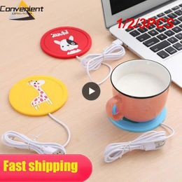 Cups Saucers 1/2/3PCS Cute Cartoon USB Warmer Thermostatic Heating Electric Heated Mugs Office Drink Mat