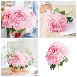 Decorative Flowers Florals 13'' Silk Hydrangea With Long Stems Realistic Bouquet For Arrangements