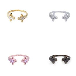 Märke Westwoods Double Diamond Open Ring Personlig Street Saturn set med diamanter Multi Color Justerable High Edition Nail