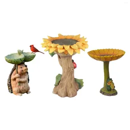 Garden Decorations Resin Feeder Statue Figurine Yard Figure Deck Bird Bath Bowl Feeding Station For Balcony Housewarming Courtyard