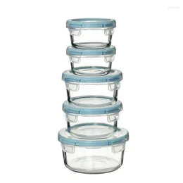 Storage Bottles Locking Lid Glass Food Containers 10 Piece Set Kitchen Organizer Small Container Jars With Lids Squeeze Bottle Fo