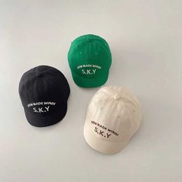 Caps Hats Fashion Boy Girl Baby Short Eave Baseball Caps Children Cotton Peaked Cap Infant Embroidery Letter Casual Hat Kid Sunscreen Hats Y240514