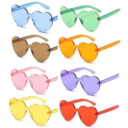 Sunglasses FOENIXSONG Borderless Sunglasses Womens Heart shaped Glasses Blue Grey Red Pink Womens Sunglasses UV400 Glasses d240513