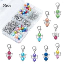Party Favour 1 Set Handmade Kids DIY Keychain Ornament Alloy Colourful Angel Pendant For Birthday Baptism Thanksgiving Gift