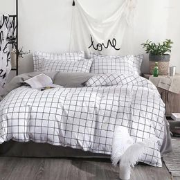 Bedding Sets 45Home Textile Black Lattice Duvet Cover Pillowcase Bed Sheet Simple Boy Girls 3/4Pcs Single Double Bedlinen
