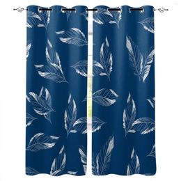 Curtain Leaf Watercolor Gradient Window Living Room Kitchen Panel Blackout Curtains For Bedroom