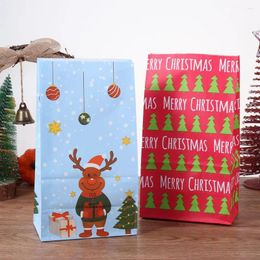 Gift Wrap 10Pcs Paper Xmas Decoration Santa Claus Candy Packing Christmas Bag Snowman Handmade Gifts Supplies