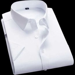 Men's Dress Shirts New Short slved White Shirt for Mens Business Leisure Solid Color Professional Work Shirt Bottom Shirt Top Clothes Y240514