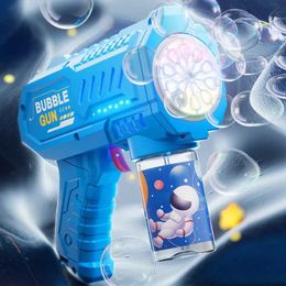 Gun Toys 2024 SpaceElectric Bubble Gun Childrens Toy Bubble Machine Automatic Soap Hair Dryer with Light Summer Outdoor Party Games Childrens Gifts T240513