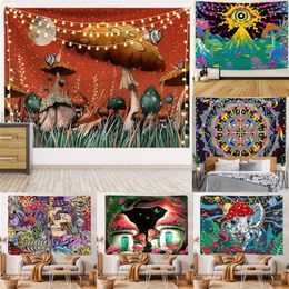 Tapestries Colourful Mushroom Tapestry Dormitory Wall Decoration Hanging Cloth Living Room Background Small Size Home Decor