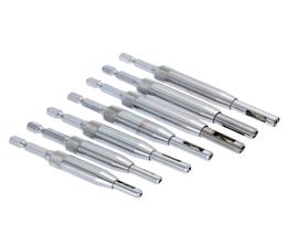 shiping 7Pcs furadeira power tool Core Drill Bit Set Hole Puncher Hinge Tapper for Doors Self Centering Woodworking Tools mill7540503