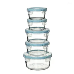 Storage Bottles Locking Lid Glass Food Containers 10 Piece Set Squeeze Bottle Small Container J