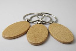 Whole 10pcs Oval Blank Wooden Key Chain DIY Promotion Customized Key Tags Car Promotional Gift Key Ring 7976801