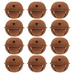 Party Supplies 12 Pcs Ring Chime Rusted Jingle Bell Door Handle DIY Craft Rusty Metal Star Cutout Bells