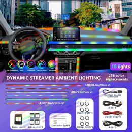 Decorative Lights 22 In 1 Interior Ambient Lights LED Car Fibre Optic Atmosphere Neon Lighting APP Remote Control Auto Decorative Strip Lamp T240509