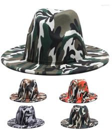 Wide Brim Hats Fedora Women Men Camouflage Casual Jazz Cap Print Western Cowboy Luxury Outdoor Formal Dress Felted Hat Eger222614607