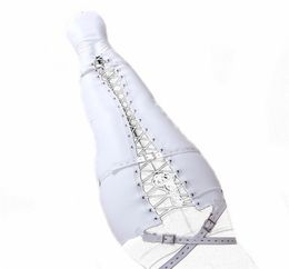 White Leather Mermaid Body Harness Legs Binding Gear Lacing Adjustable Belt BDSM Bondage Positioning Kit Sex Toy3081988