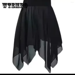 Skirts WTEMPO Asymmetrical Hem Ballet Wrap Skirt Chiffon Dance With Elastic Waistband For Girls Women Flowy Mini