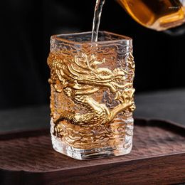 Wine Glasses 100ml Glass Cup Golden Xianglong Heat-resistant Master Single Creative Tea High-end Lamp