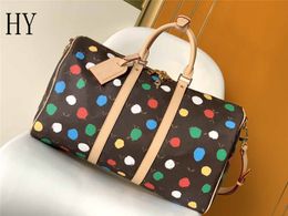 Designer Luxury x YK Keepall Bandouli re 45 Travel Bag Dots M46377 Leather Handbag shoulder travel bag 7A Best Quality