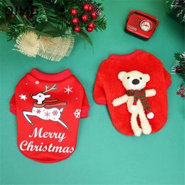 Dog Apparel OIMG Dogs Christmas Hoodies Cartoon Cute Puppy Clothing Red Clothes For Small Year Costume Winter Pets Cats Outwear