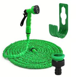 25FT200FT Garden Hose HighPressure Car Wash Water Gun Expandable Magic Pipes Home Watering Tools Rack 240514