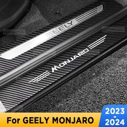 Car Stickers Car Door Sills Scuff Plate Threshold Protector Interior Imitation Carbon Fibre Sticker Accessories For GEELY MONJARO 2023 2024 T240513