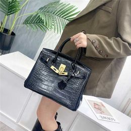 Bag Tote High Quality Platinum Alligator Grain Cow Leather Women's Portable Messenger Large Capacity Single Shoulder Bride 42NM